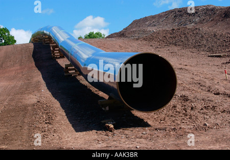 LNG pipeline being constructed on hillside  farmland above Hay on Wye Powys Wales UK Stock Photo