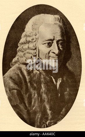 Voltaire, pen name of François Marie Arouet, 1694 - 1778.  French Enlightenment writer, historian and philosopher. Stock Photo