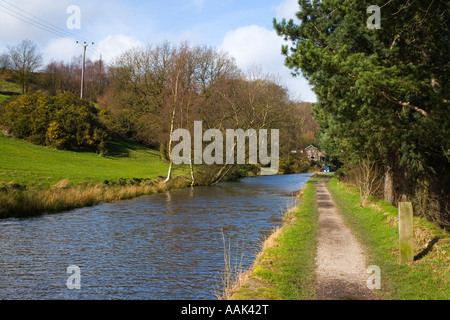 View along the Peak Forest Canal at Marple Ridge near Stockport in Cheshire Stock Photo