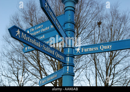 Street signpost Salford Quays Salford UK Stock Photo
