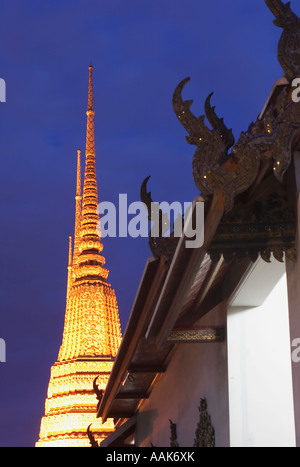 Illuminated Chedi At Wat Pho Stock Photo