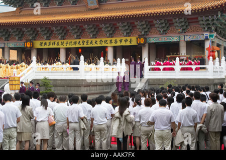 Crowds Watching Teachers Day Ceremony In Confucius Temple Stock Photo
