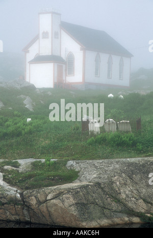 Chruch in tiny outport town Newfoundland Canada Stock Photo