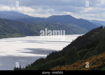Silvery light on Loch Ness in Highland Scotland Stock Photo