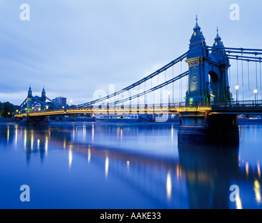 Hammersmith suspension bridge at dusk, London, United Kingdom Stock Photo