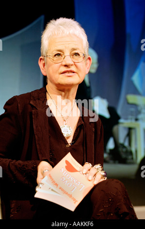 Children's author Jacqueline Wilson wearing her large silver rings pictured at The Guardian Hay Festival 2005 Hay on Wye Wales Stock Photo
