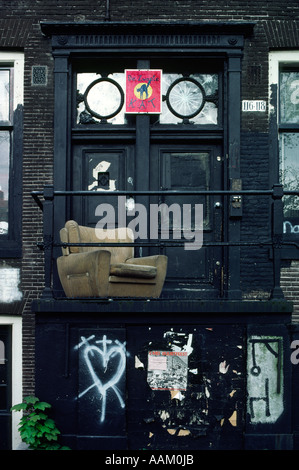 The black cat- Amsterdam squat Stock Photo