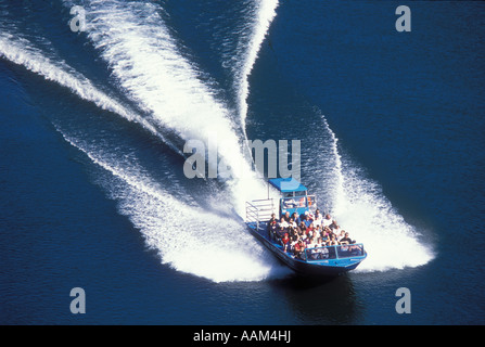 JET BOAT ROGUE RIVER WILD SCENIC RIVER COQUILLE NATIONAL BYWAY SISKIYOU NATIONAL FOREST OREGON Stock Photo