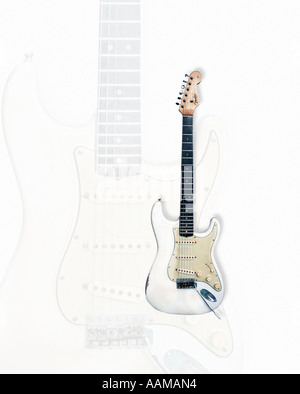 White Fender Stratocaster Guitar Stock Photo