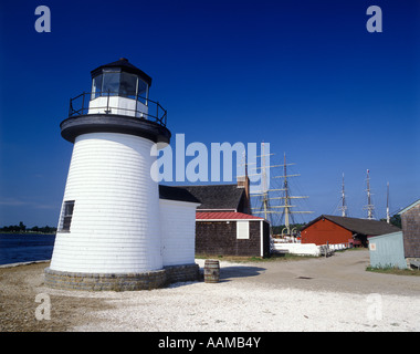 MYSTIC, CT SEAPORT MUSEUM BRANT POINT LIGHTHOUSE REPLICA Stock Photo