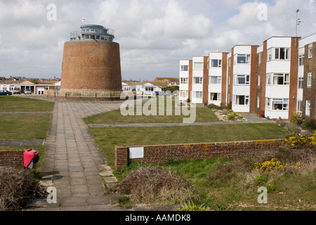 Martello tower built on the East Sussex coast as a defense against invasion by Napoleon and the French army Stock Photo