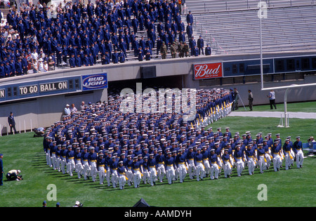 COLORADO SPRINGS CO US AIR FORCE ACADEMY GRADUATING CLASS LINED UP ON FIELD Stock Photo