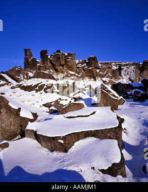 Wainstones in winter snow, North York Moors, North Yorkshire, England Stock Photo