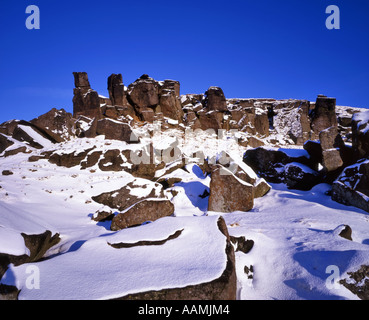 Wainstones in winter snow, North York Moors, North Yorkshire, England Stock Photo