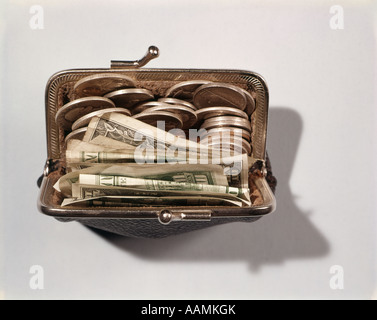 RTETRO CHANGE PURSE MONEY CHANGE CURRENCY CASH COINS WALLET Stock Photo