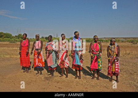 Masai women sing and dance Stock Photo