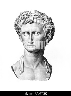 BUST PORTRAIT OF AUGUSTUS FIRST ROMAN EMPEROR 63 BC TO 14 AD NAMED OCTAVIAN CAESAR AUGUSTUS NEPHEW OF JULIUS CAESAR CESAR ROME Stock Photo