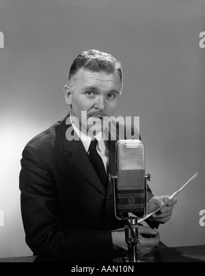 Radio announcer, 1950s Stock Photo - Alamy