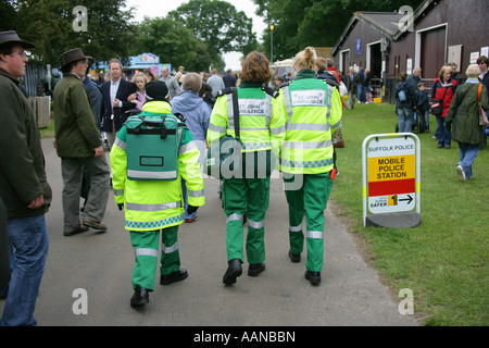 St John Ambulance paramedics patrolling the grounds at the Suffolk Show, England, UK Stock Photo