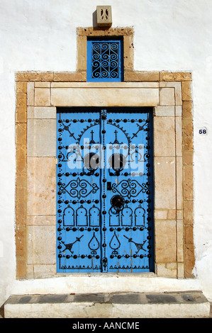 Blue Tunisian Doorway Sidi Bou Said Tunisia Stock Photo