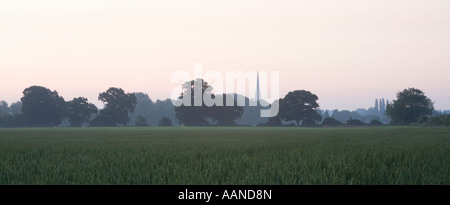 Salisbury Cathedral Spire from nearby Countryside Wiltshire England Stock Photo