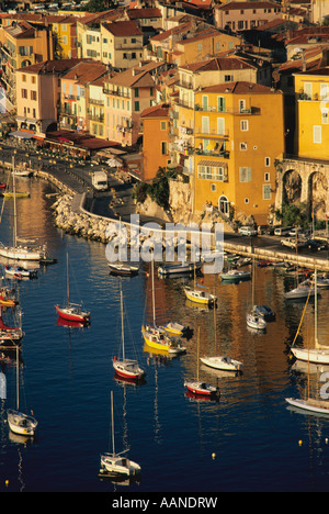 Beautiful coast view at Villefranche-sur-mer, Cote d'Azur, South of France in summer Stock Photo