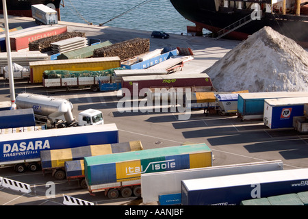 Shipment of salt at Cagliari Dockside, Sardinia, Stock Photo