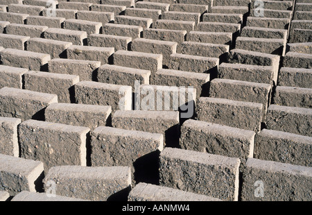 Adobe bricks drying in the sun, Bolivia Stock Photo