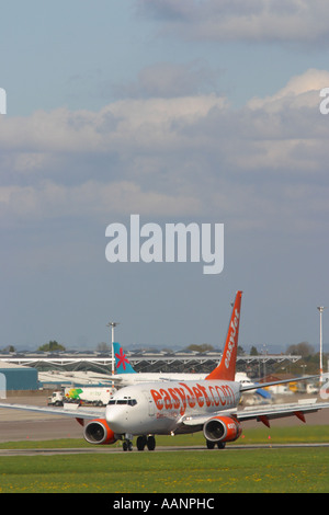 Easyjet Boeing 737 landing at Bristol International Airport Stock Photo
