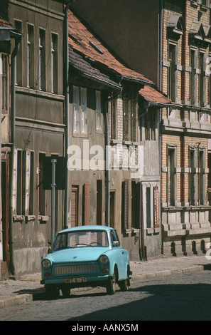 Trabbi old town in eastern Germany 1990, Germany, Saxony-Anhalt, Haldensleben Stock Photo