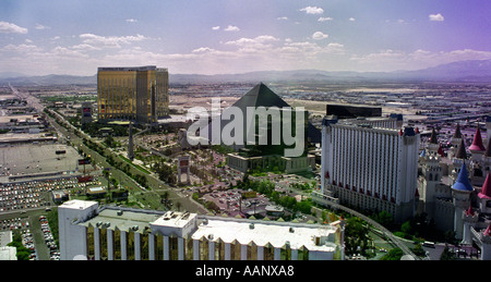 Aerial view of the Las Vegas Strip from helicopter tour over Las Vegas Nevada USA Stock Photo