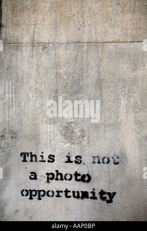 THIS IS NOT A PHOTO OPPORTUNITY Banksy Art London England Stock 