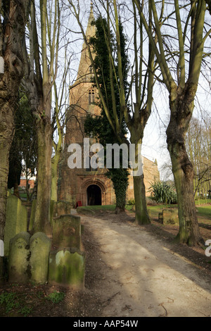 St Nicholas Church, in High Street, Kenilworth, England, with it's Norman porch Stock Photo