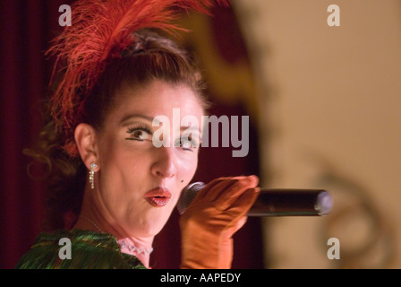 Actress playing Diamond Tooth Gertie at club of the same name in Dawson City Yukon Territory Canada