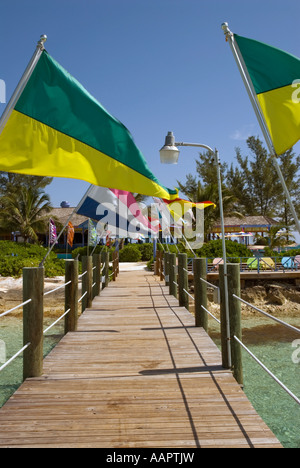 Dock, Sandals Cay at Sandals Resort, Nassau, Bahamas Stock Photo