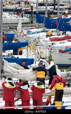 Moored yachts at Cowes Yacht Haven The Solent Isle of Wight Hampshire England UK Stock Photo