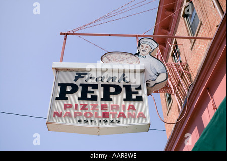 Frank Pepe Pizzeria Napoletana Wooster Street New Haven Connecticut where pizza was first served in USA Stock Photo