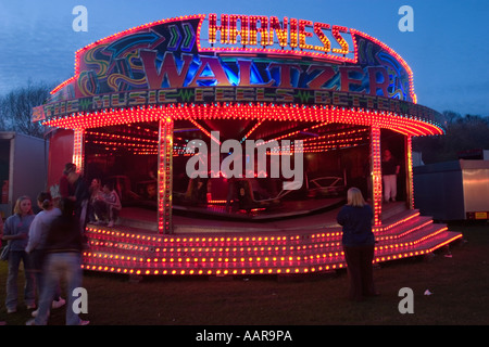 Travelling funfair in Springhead Park Rothwell Leeds Stock Photo