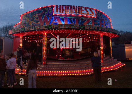 Travelling funfair in Springhead Park Rothwell Leeds Stock Photo