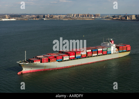 Container Ship Entering New York Harbor Stock Photo