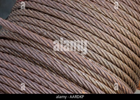 Greased Steel Cable prevent corrosion Stock Photo