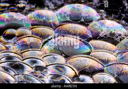 Light Refracting on Bubble Film Surface Stock Photo