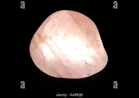 Rose Quartz crystal gem stone gemstone Isolated on black cutout Stock Photo