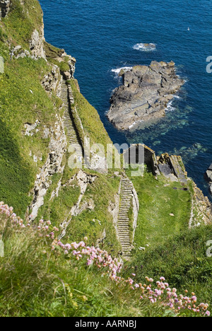 dh North coast 500 WHALIGOE CAITHNESS Steep stone steps to cove harbour carved out of seacliff rock fishing path stairs scotland walk sea dh North coast 500 WHALIGOE CAITHNESS Steep stone steps to cove harbour carved out of seacliff rock fishing path stairs scotland walk sea