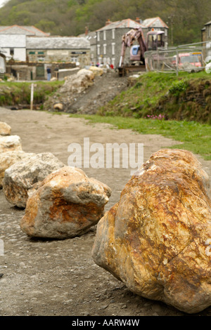 A line of boulders, Boscastle, Cornwall. Stock Photo