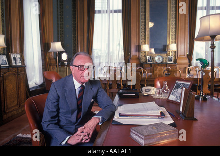 Lord Carrington portrait at home 1981. He lived in the Manor House, Bledlow, Buckinghamshire 1980s UK HOMER SYKES Stock Photo