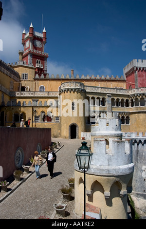 Couple at Pena Palace Sintra Portugal Europe 'Castelo da Pena' Stock Photo