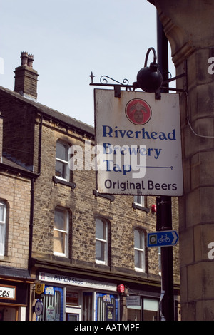 Sign outside pub and micro brewery for Riverhead Brewery Marsden Stock Photo