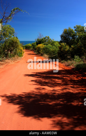 Red dirt road Kooljaman Cape Leveque Outback Western Australia Stock Photo