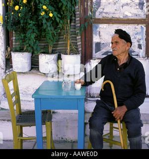 A thoughtful Greek old man in Apiranthos village, one of the most ...